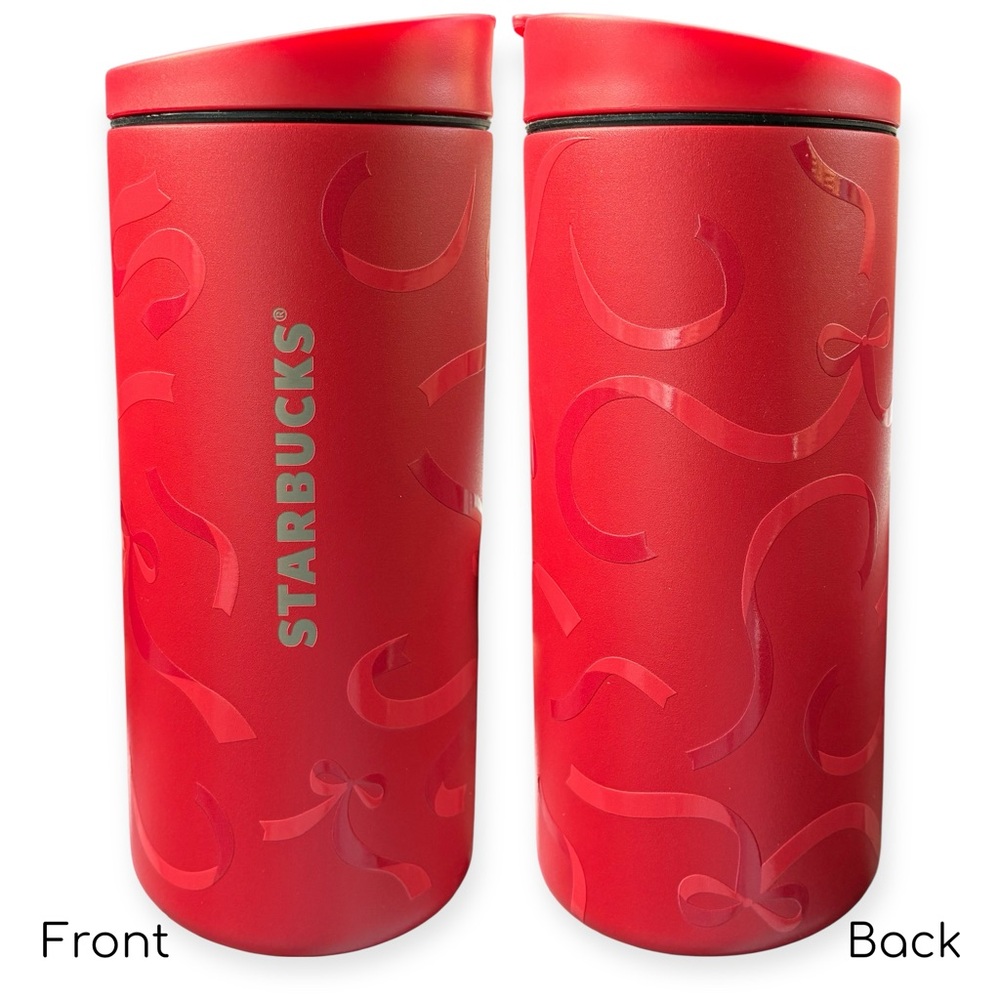 Starbucks x MiiR 2025 Holiday Red Ribbon Stainless Steel Tumbler 12 oz Cup Hot